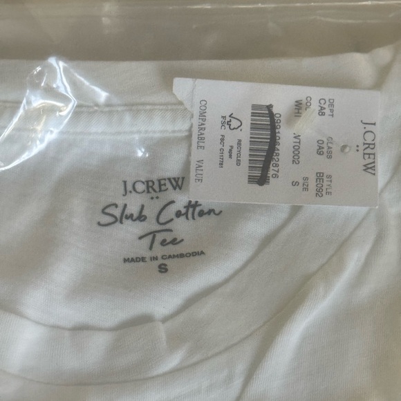 NWT J.Crew Vintage Slub Cotton Crewneck Tee Shirt Casual White Sz S and XXS - Picture 3 of 10